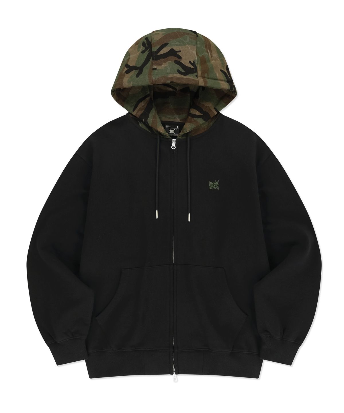 브라운브레스(BROWNBREATH) TAG CAMO BLOCK HOOD ZIP UP - BLACK