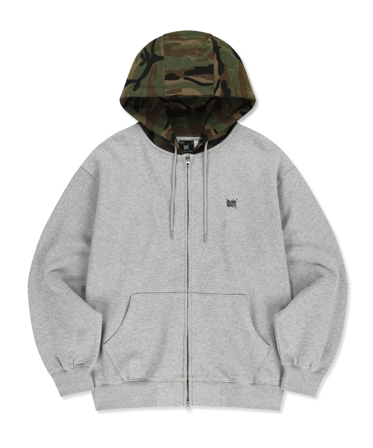 브라운브레스(BROWNBREATH) TAG CAMO BLOCK HOOD ZIP UP - MELANGE GREY