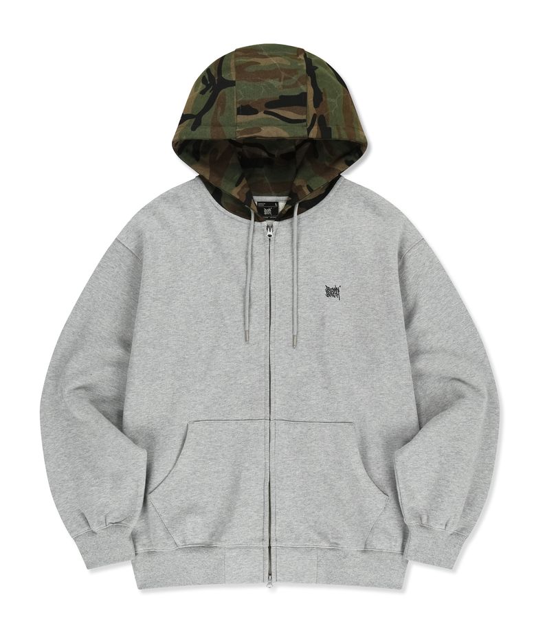 TAG CAMO BLOCK HOOD ZIP UP - MELANGE GREY