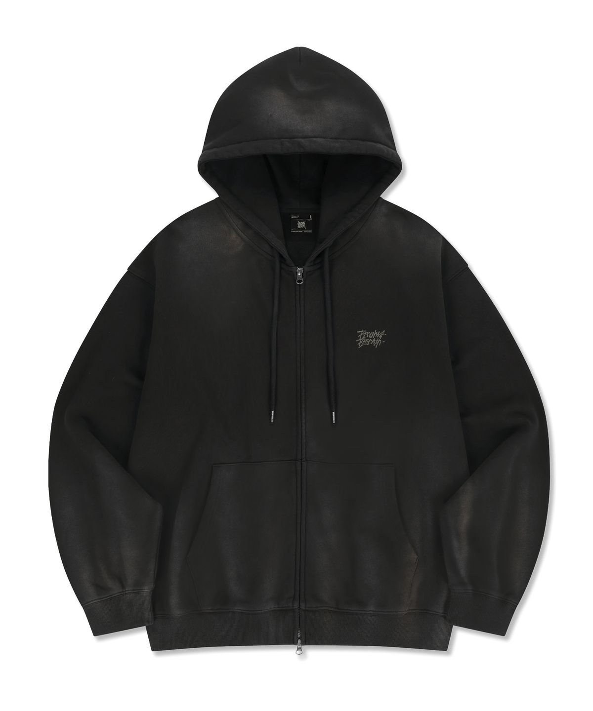 브라운브레스(BROWNBREATH) CRUSH TAG DIRTY HOOD ZIP UP - BLACK