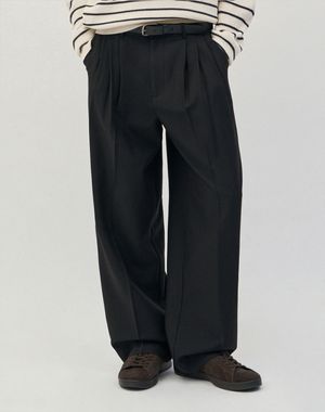 어반 세미 와이드 쓰리턱 슬랙스 [블랙]