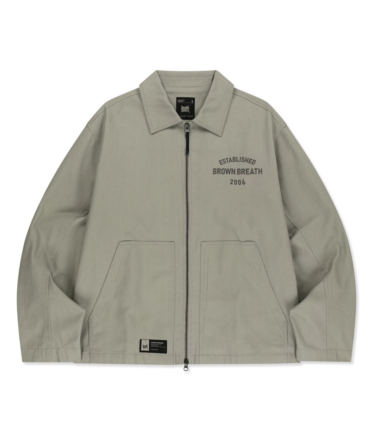 브라운브레스(BROWNBREATH) OXFORD ZIP UP JACKET - LIGHT GREY