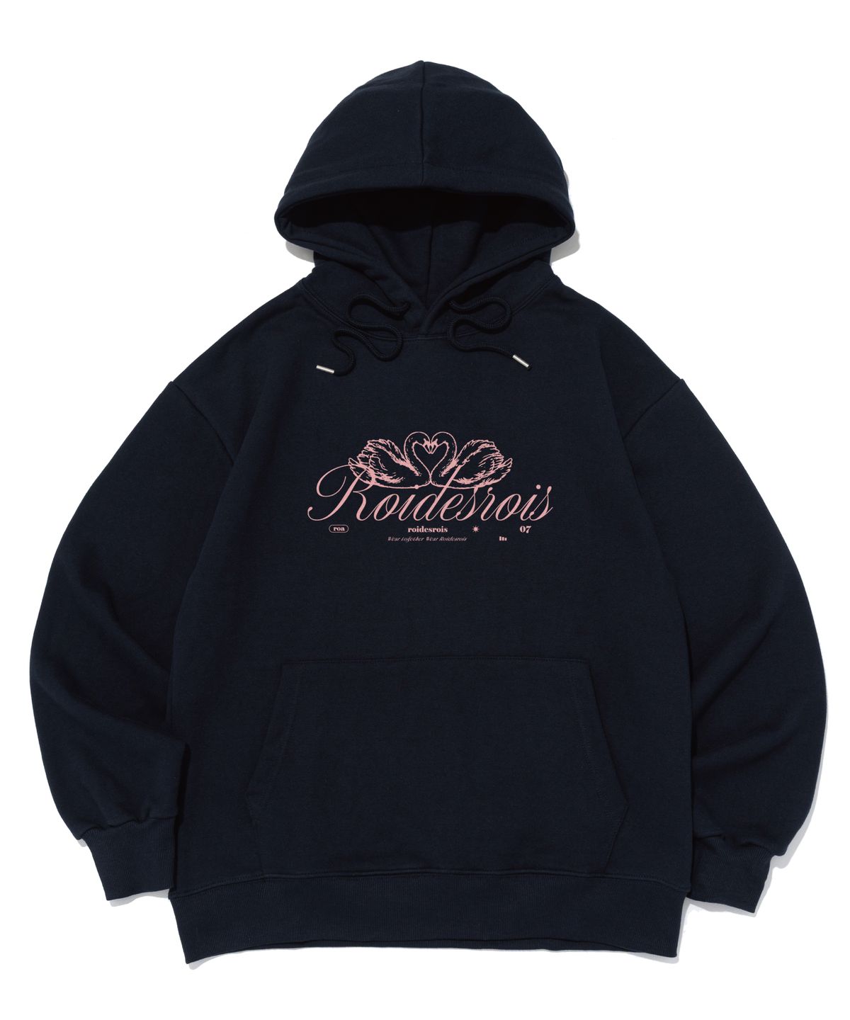 로아드로아(ROIDESROIS) [기모/NO기모] 로맨틱 스완 그래픽 후드티셔츠 (네이비)