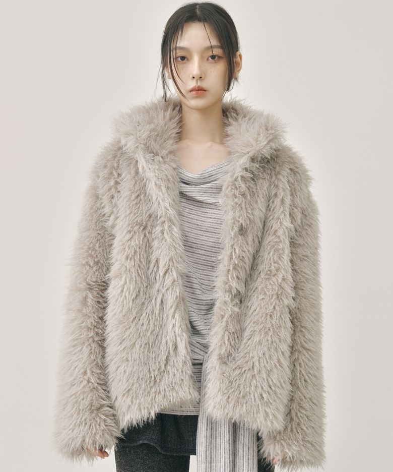 SOFT SHAGGY FUR JACKET_GRAY