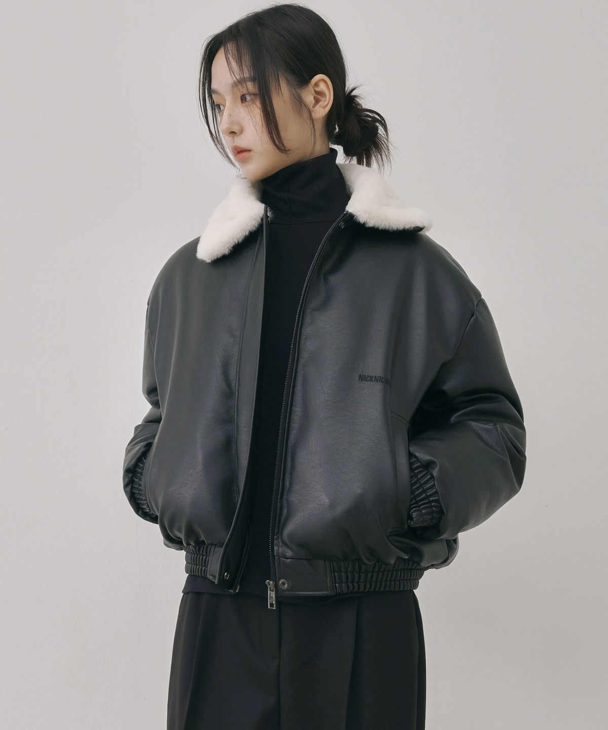 닉앤니콜(NICK&NICOLE) NICOLE HEAVY LEATHER MUSTANG_BLACK