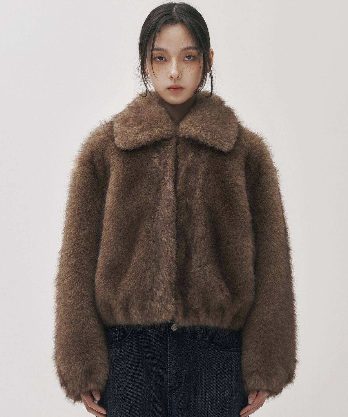 닉앤니콜(NICK&NICOLE) FLUFFY MIX FUR JACKET_BROWN