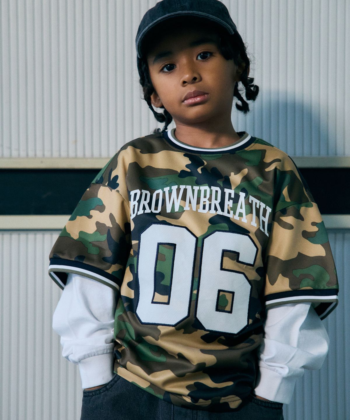 브라운브레스 키즈(BROWNBREATH KIDS) KIDS CAMO LAYERED LONGSLEEVE - KHAKI