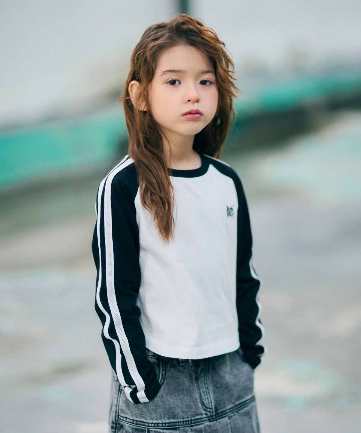 브라운브레스 키즈(BROWNBREATH KIDS) KIDS GIRL RAGLAN TAG LONGSLEEVE - BLACK