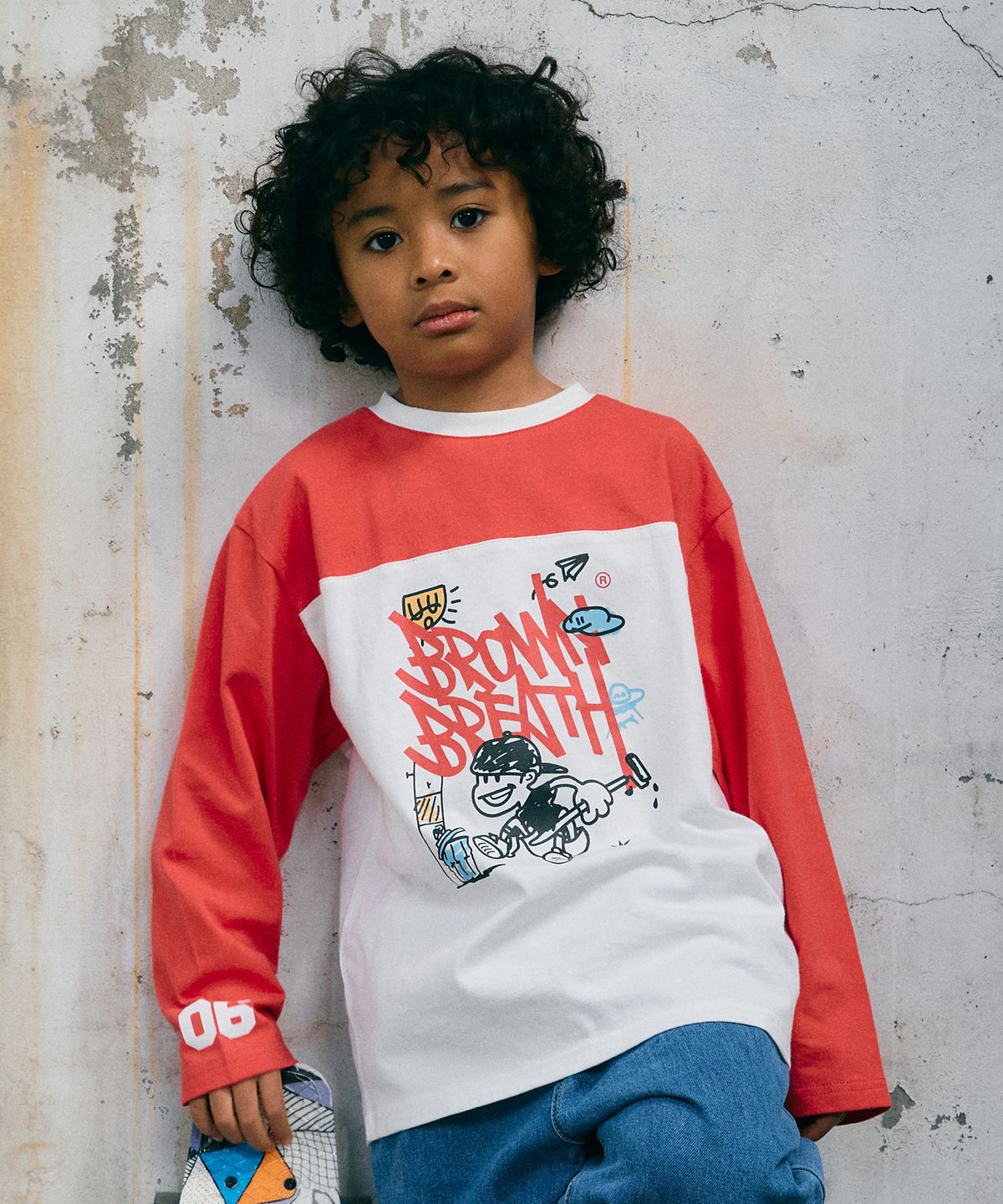 브라운브레스 키즈(BROWNBREATH KIDS) KIDS TAG COLOR BLOCK LONGSLEEVE - RED