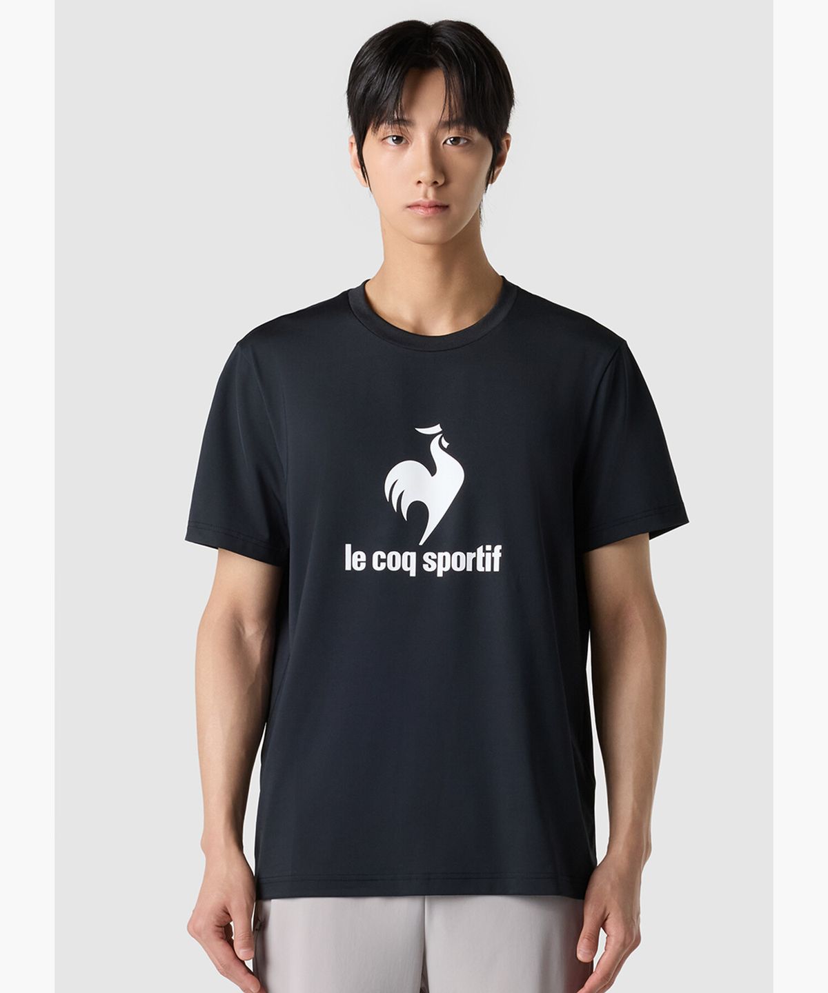 르꼬끄(LECOQ) 유니 기능성 그래픽 반팔티 블랙 QR123ERS11