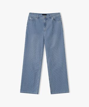 [26SS] LMS23770 라이트블루 플레어핏 스트라이프 데님 팬츠
