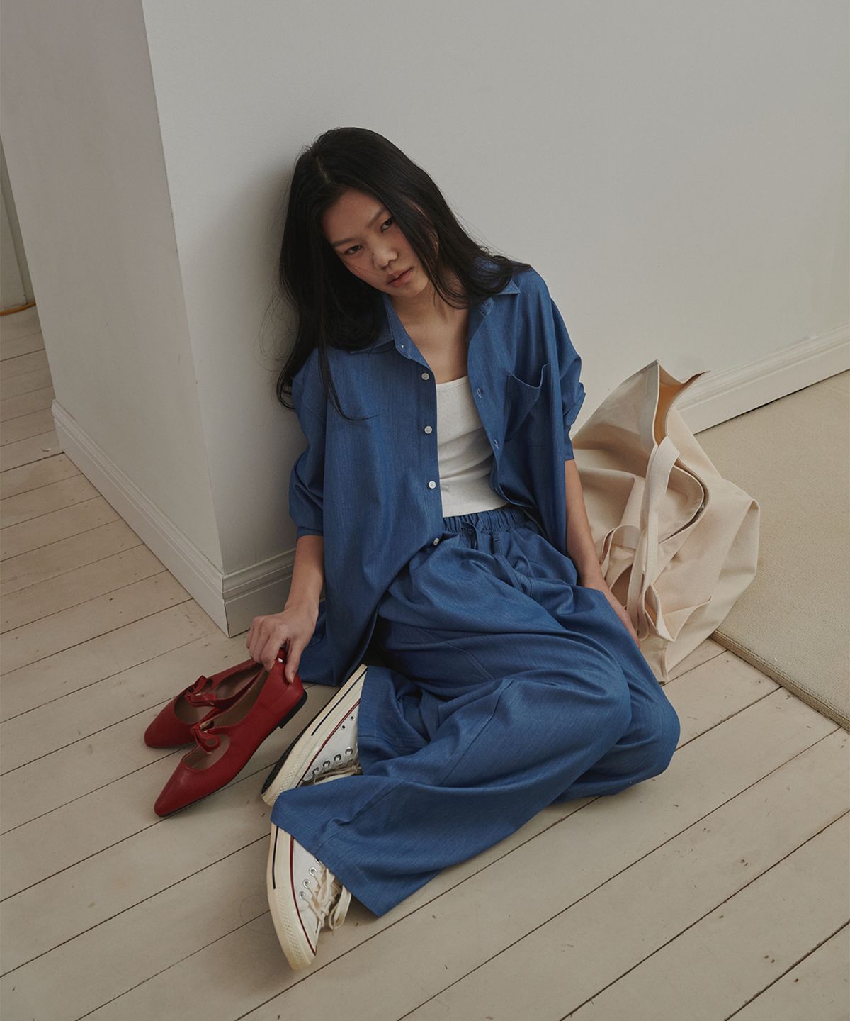 오끼뜨(OGGITT) (uni)링클프리 낫데님 파자마 팬츠 블루