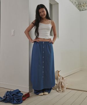 (w)링클프리 낫데님 파자마 스커트 블루