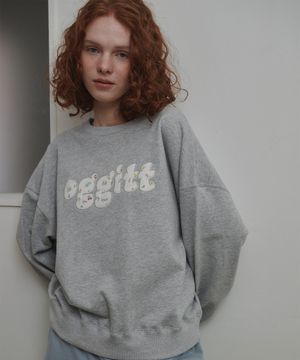 플라워 패치워크 스웻셔츠 멜란지