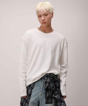 베이직 와플 롱슬리브_아이보리
