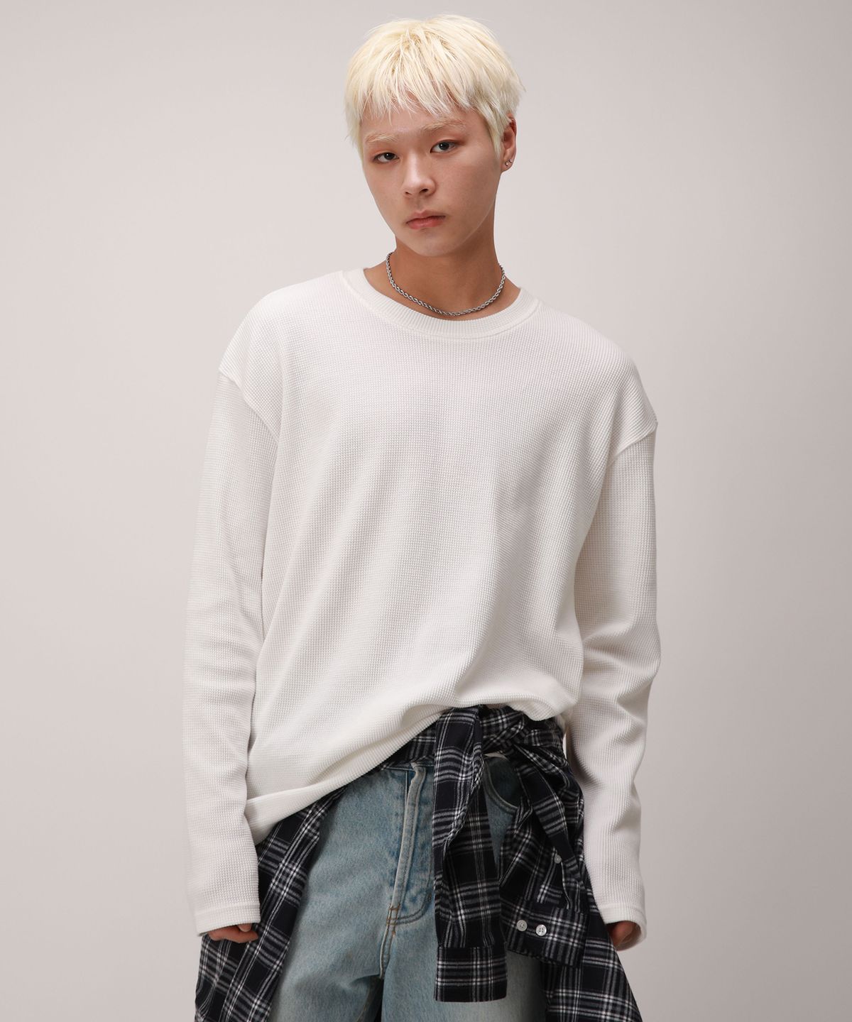 디벨로브(DEVELOVE) 베이직 와플 롱슬리브_아이보리