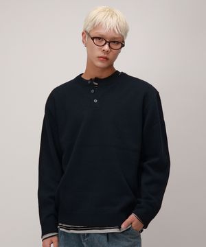 데일리 헨리넥 라운드 니트_ 네이비