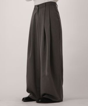 더블 핀턱 와이드 슬랙스_그레이