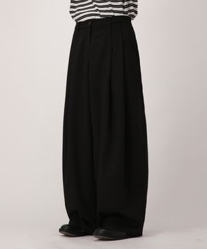 더블 핀턱 와이드 슬랙스_블랙