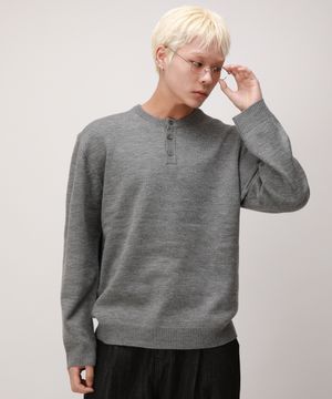 데일리 헨리넥 라운드 니트_그레이