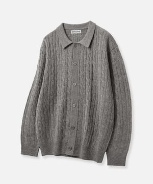 소프트 케이블 카라 가디건_그레이