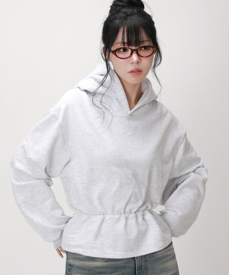 프릴 헴 스웨트 후디_화이트멜란지