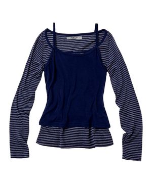 스트라이프 레이어드 나시 세트 롱슬리브 탑_네이비