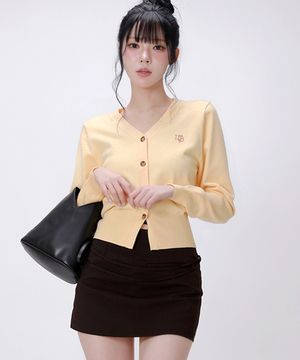 소프트 에센셜 브이넥 니트 가디건_버터