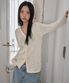 BOKSASH PENDANT V-NECK CARDIGAN, IVORY