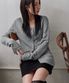 BOKSASH PENDANT V-NECK CARDIGAN, GREY