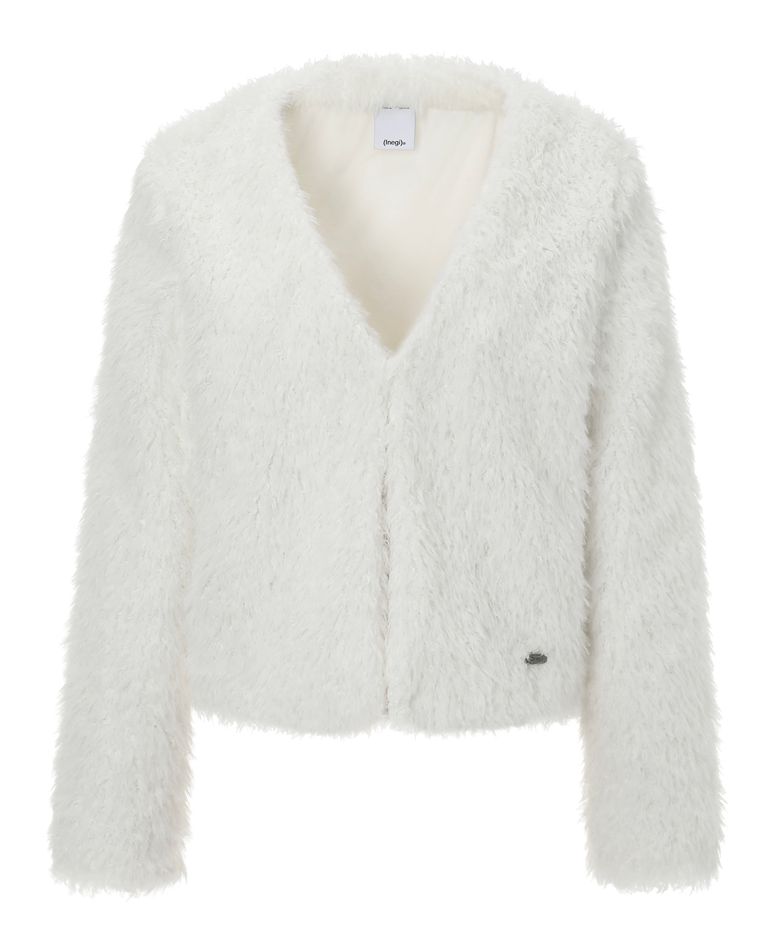 Feather Fur Cardigan (white)