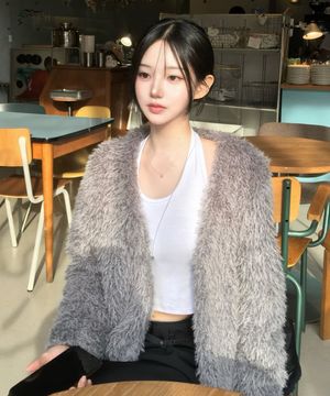 Feather Fur Cardigan (grey)
