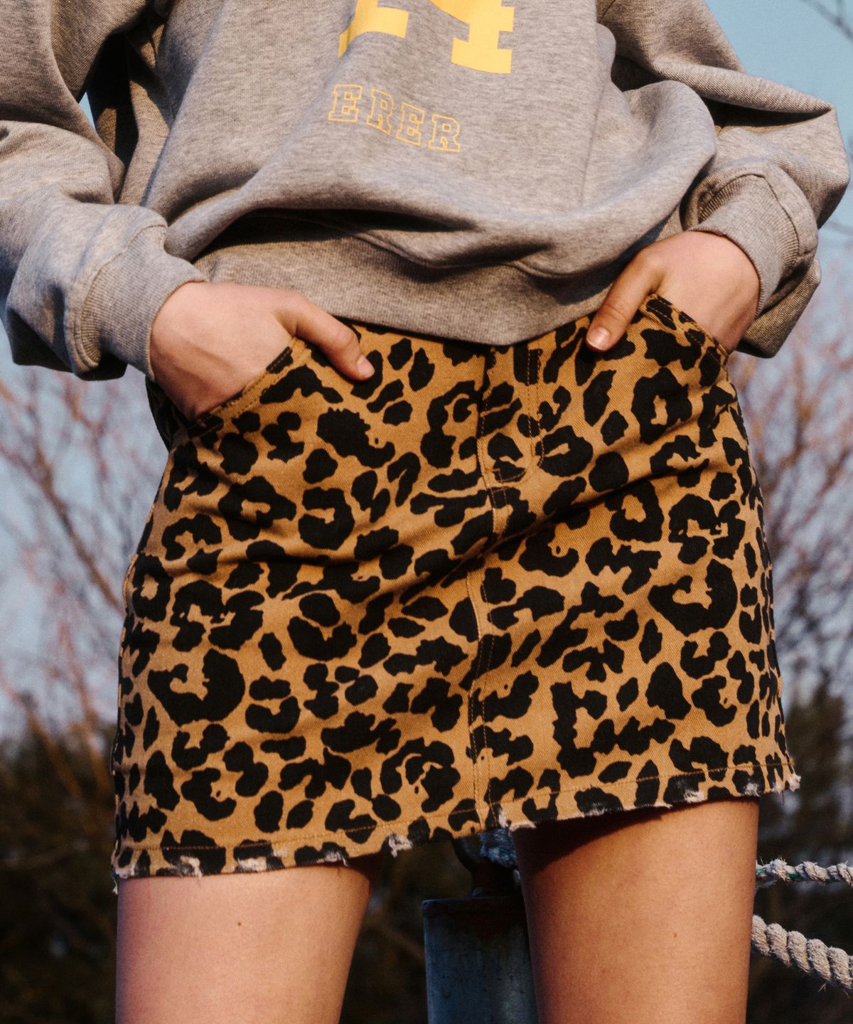 에르에르(ERER) Leopard Mini Skirt Brown