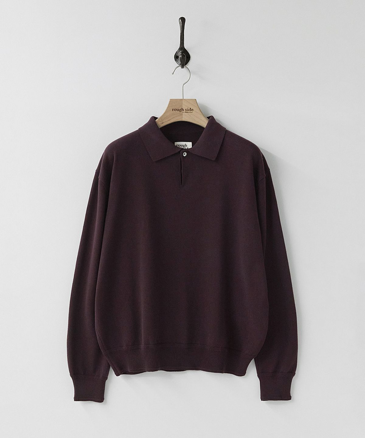 러프사이드(ROUGHSIDE) Plain Collar Knit Deep Purple