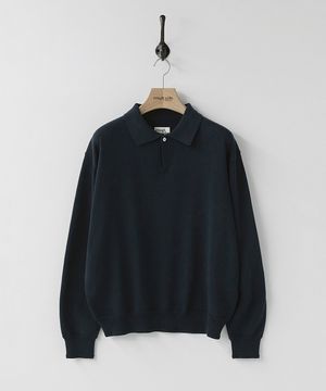 Plain Collar Knit Dark Navy