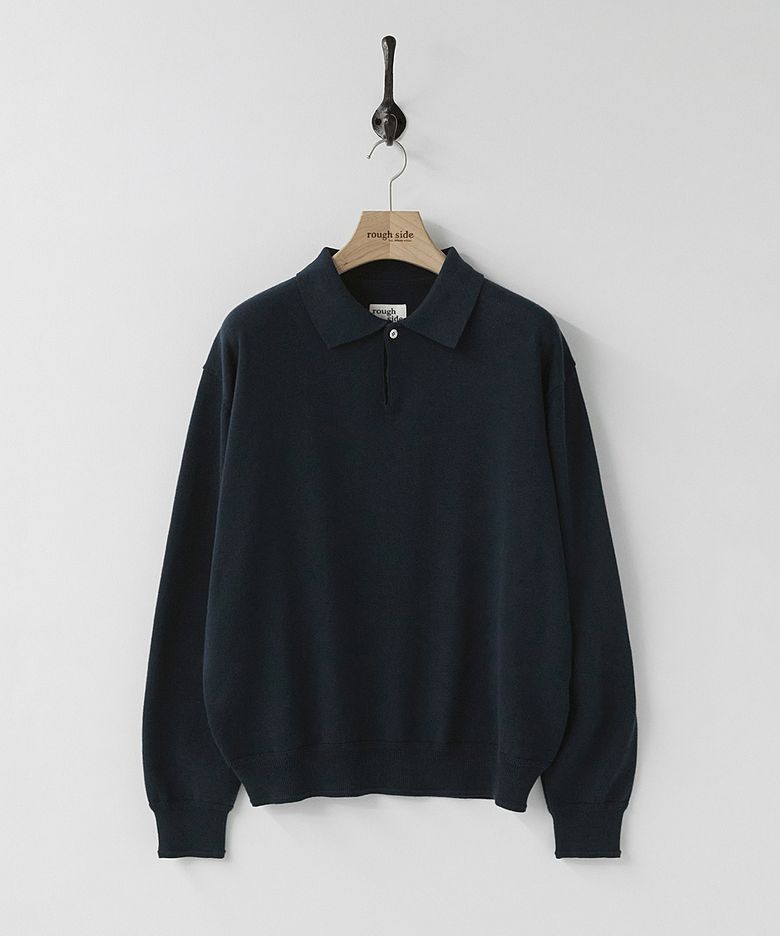 Plain Collar Knit Dark Navy