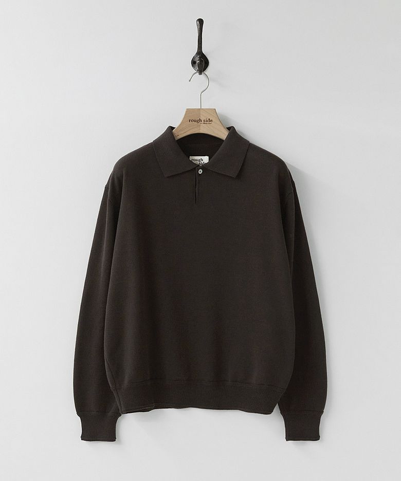 Plain Collar Knit Dark Brown