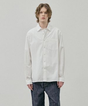 60수 고밀도 코튼 릴렉스 셔츠 화이트 (오버핏)_SDSVA61OSW