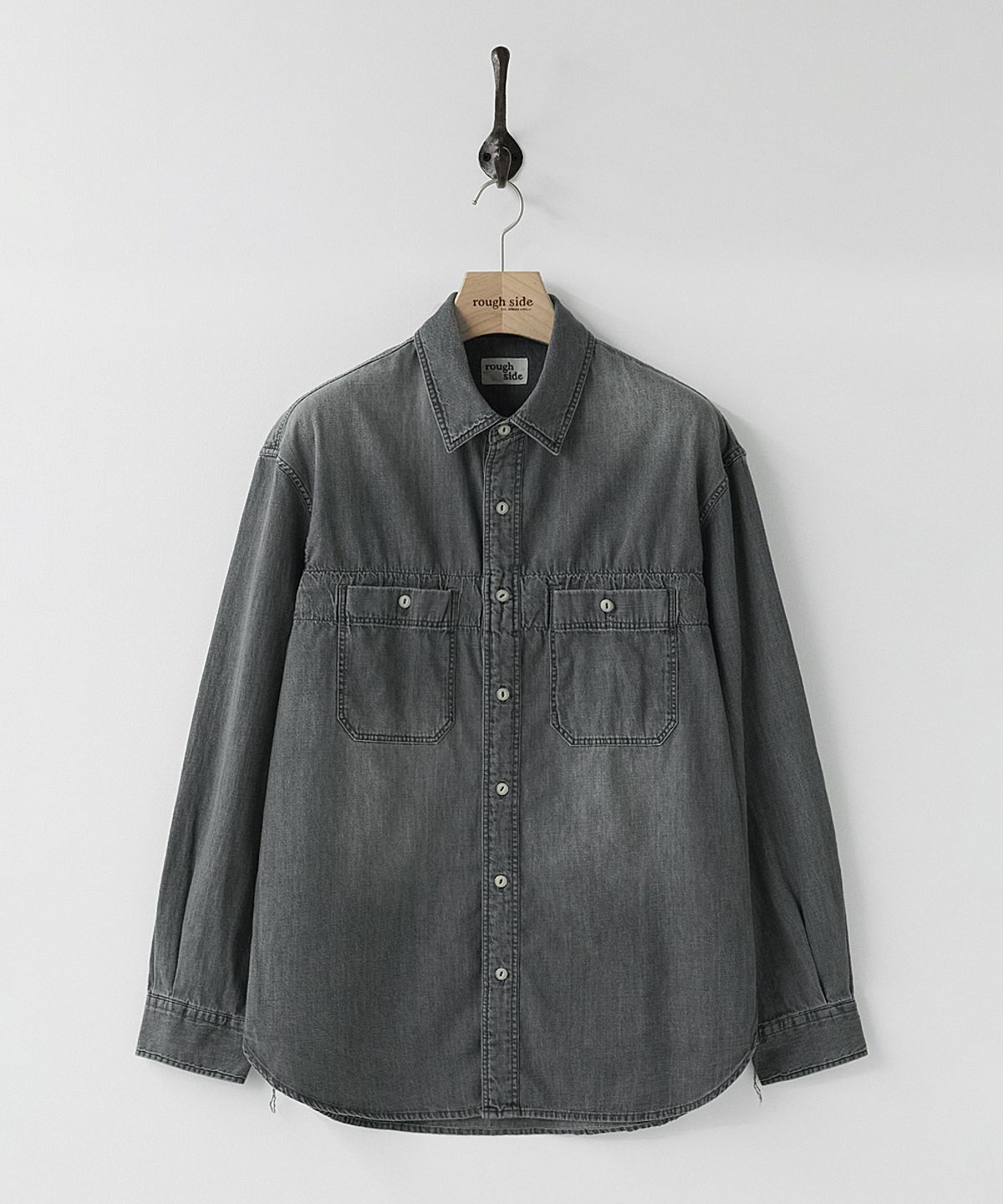 러프사이드(ROUGHSIDE) Denim Workshirt Washed Black