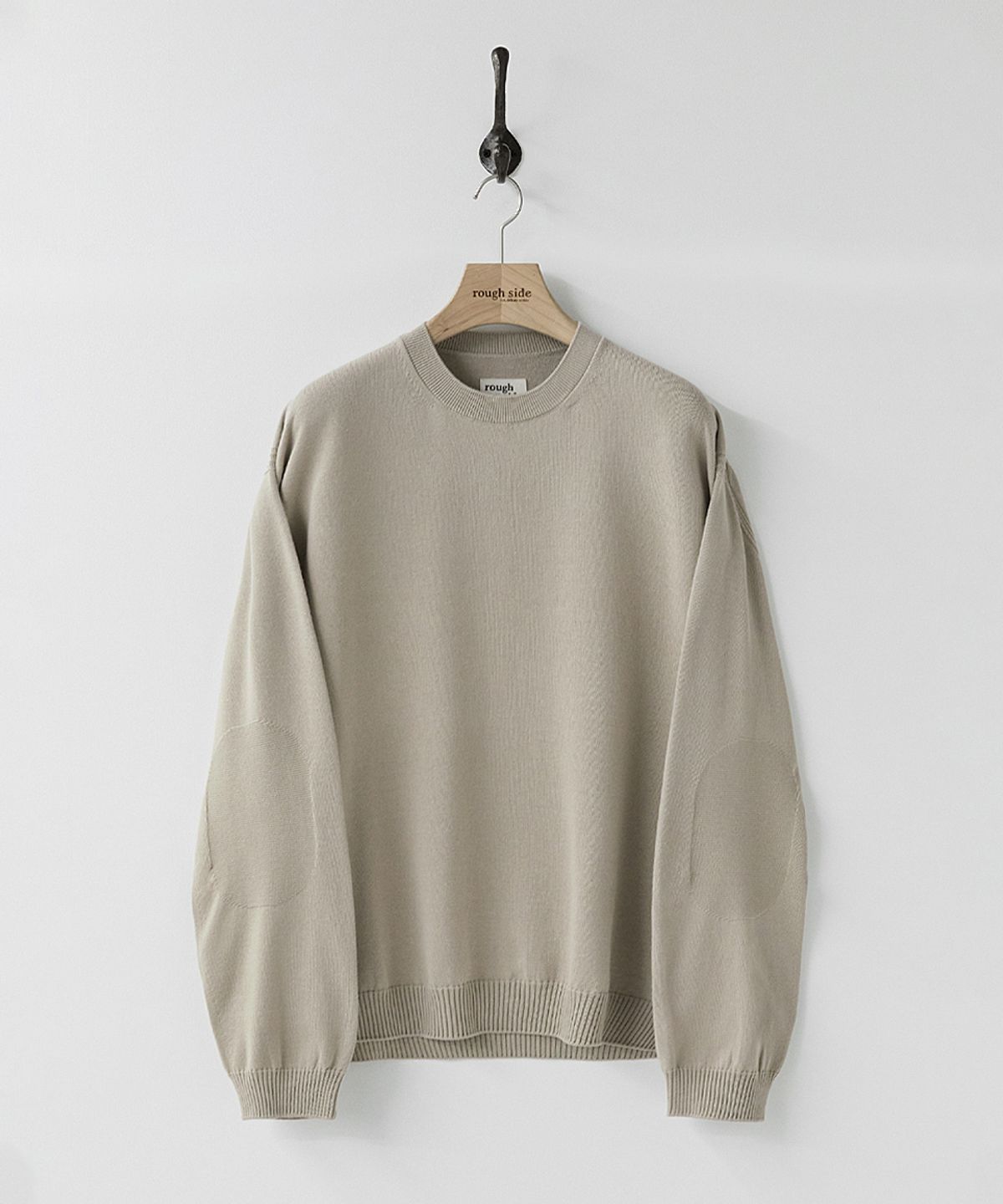 러프사이드(ROUGHSIDE) Whole Garment Crew Knit Oatmeal