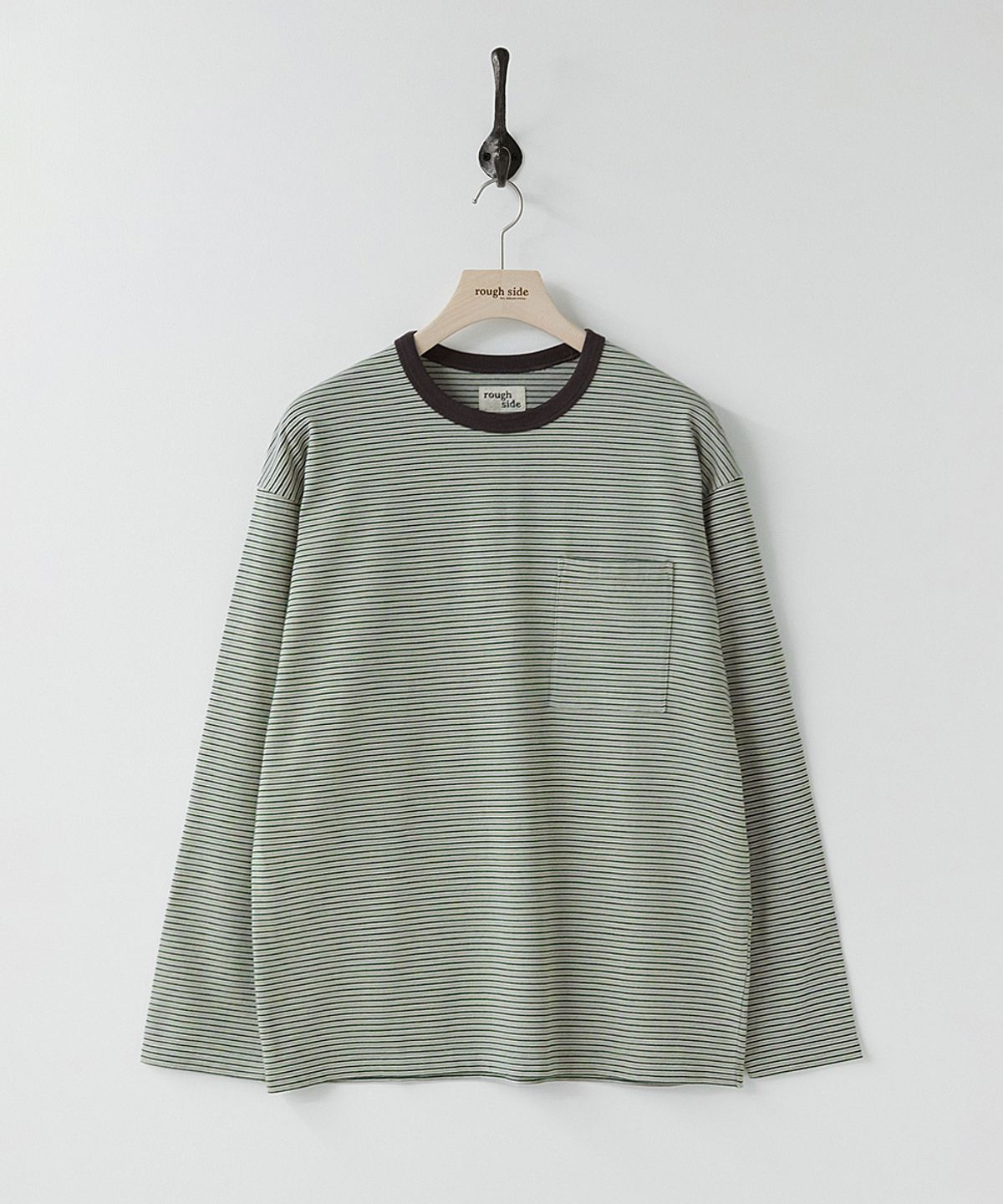 러프사이드(ROUGHSIDE) Pin Stripe Long Sleeve Forest Green