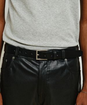 [패션플래닛X미나브] 미니멀 스퀘어 리얼 레더 벨트 [블랙]