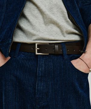 [패션플래닛X미나브] 미니멀 스퀘어 리얼 레더 벨트 [브라운]