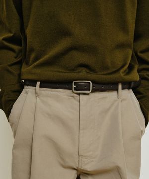 [패션플래닛X미나브] 세미스퀘어 리얼 레더 벨트 [브라운]