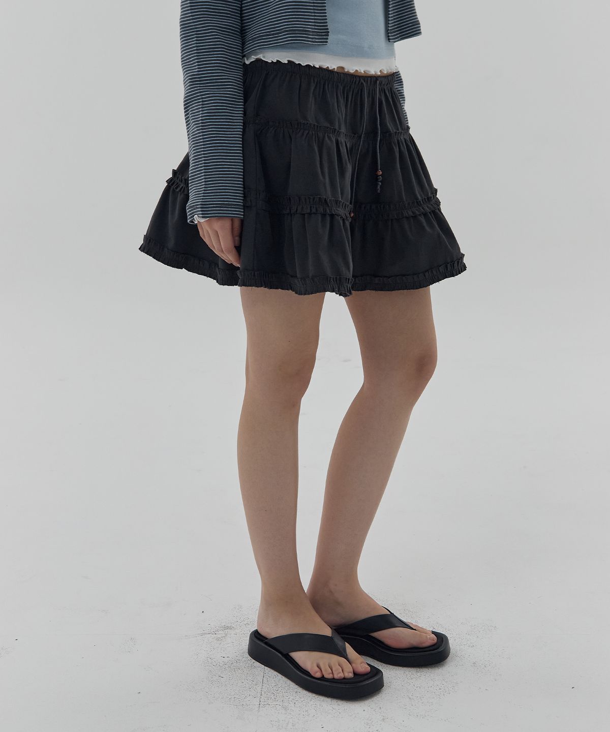 디어스토커(DEARSTALKER) BOHO RUFFLED CANCAN MINI SKIRT - CHARCOAL