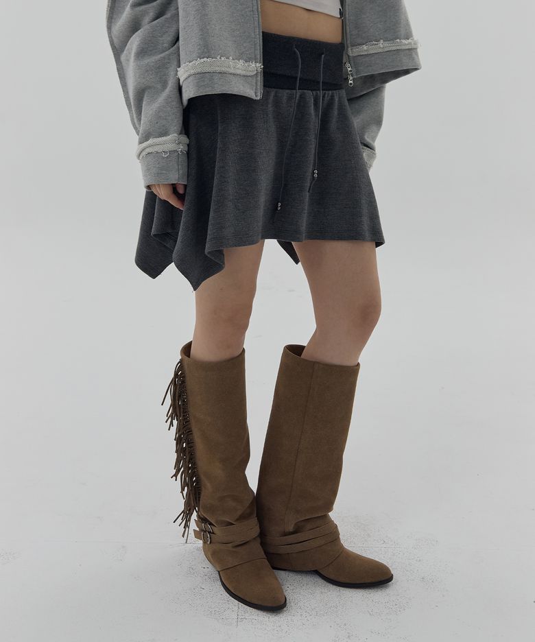 ISOLA FOLD MINI SKIRT - CHARCOAL