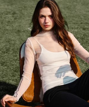 Sheer High Neck T-shirt Ivory