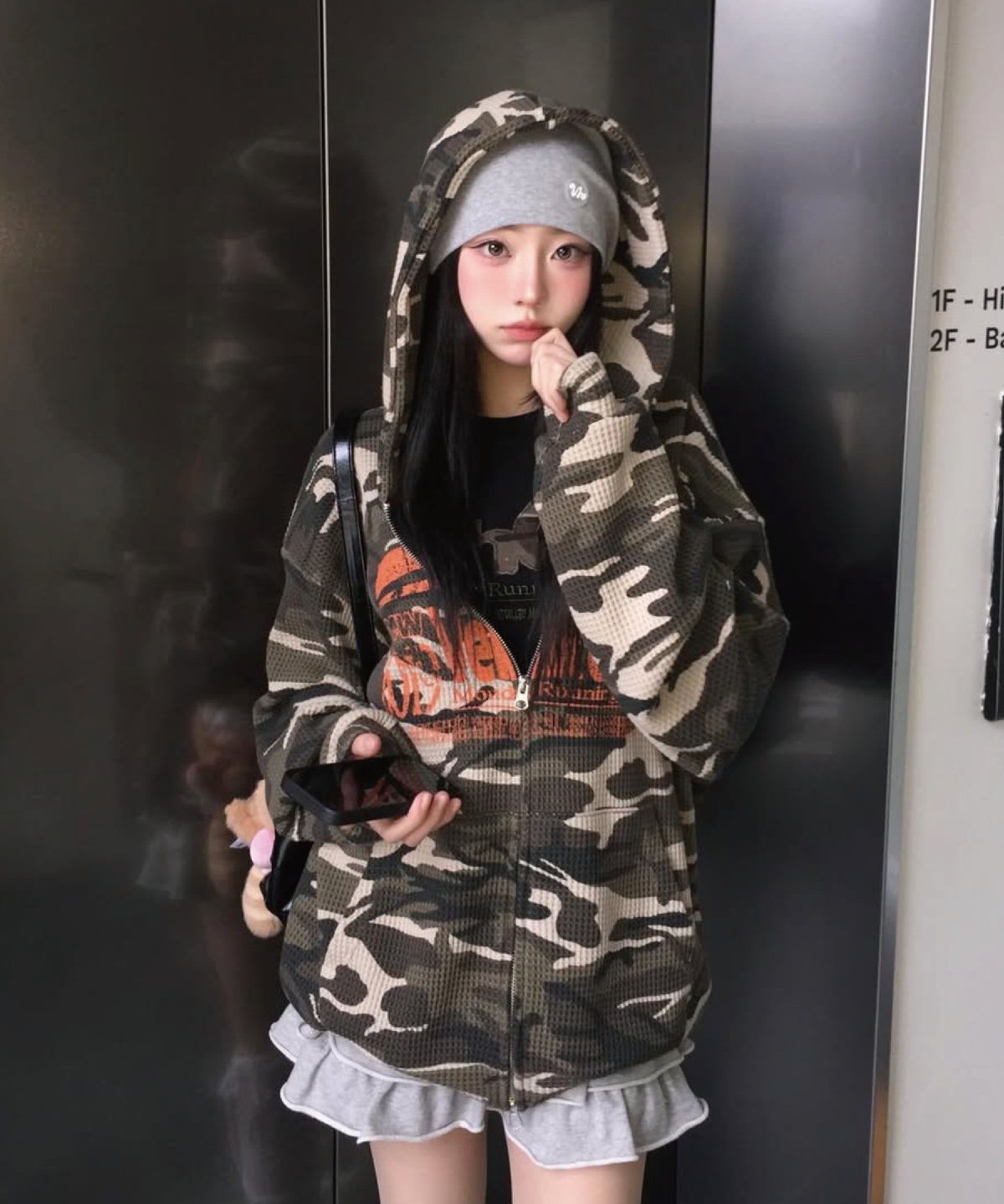 벤힛(VENHIT) MRT 카모 와플 후드집업