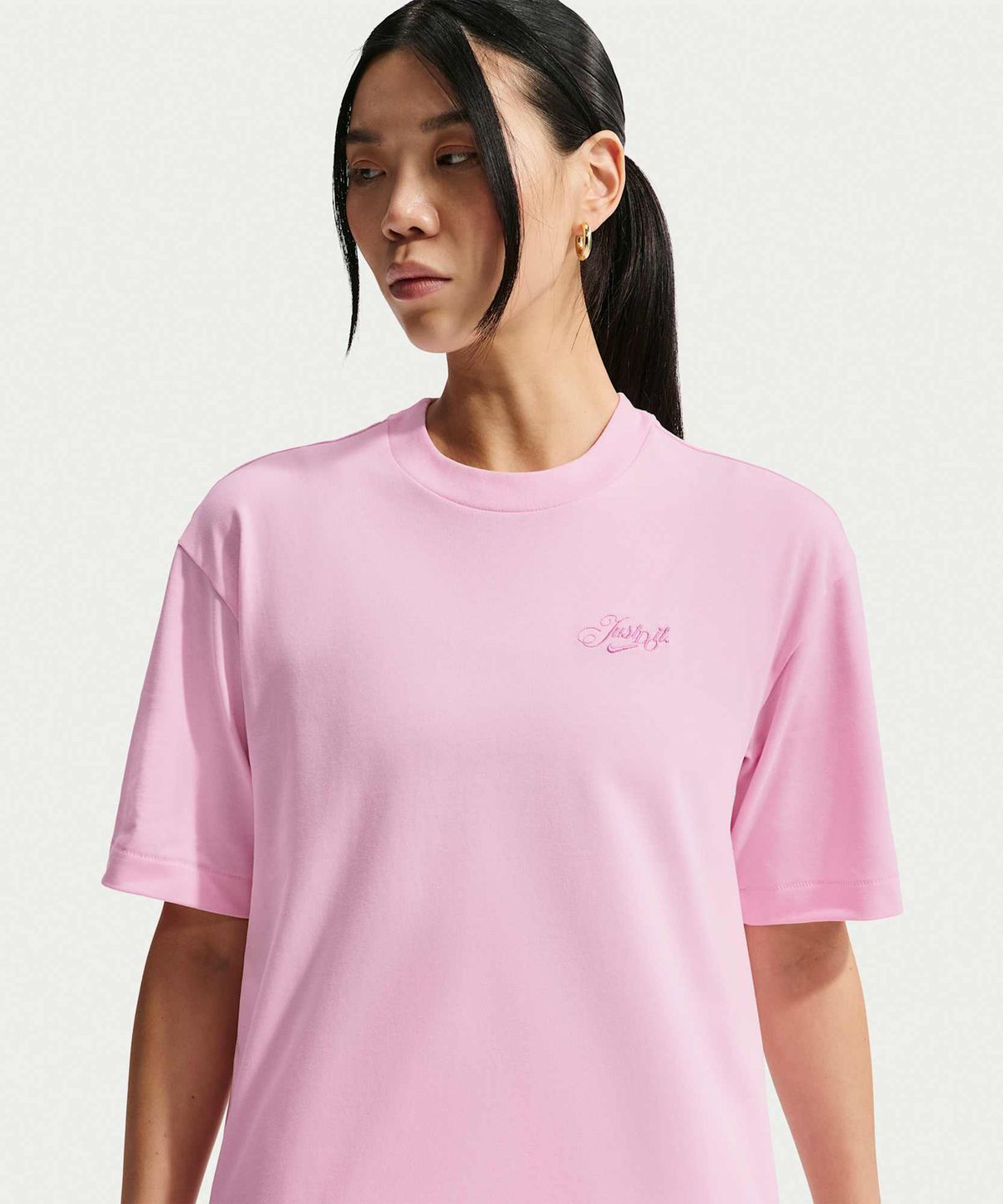 나이키(NIKE) 스포츠웨어 오버사이즈 티셔츠 W - 핑크 폼 / IO3526-663
