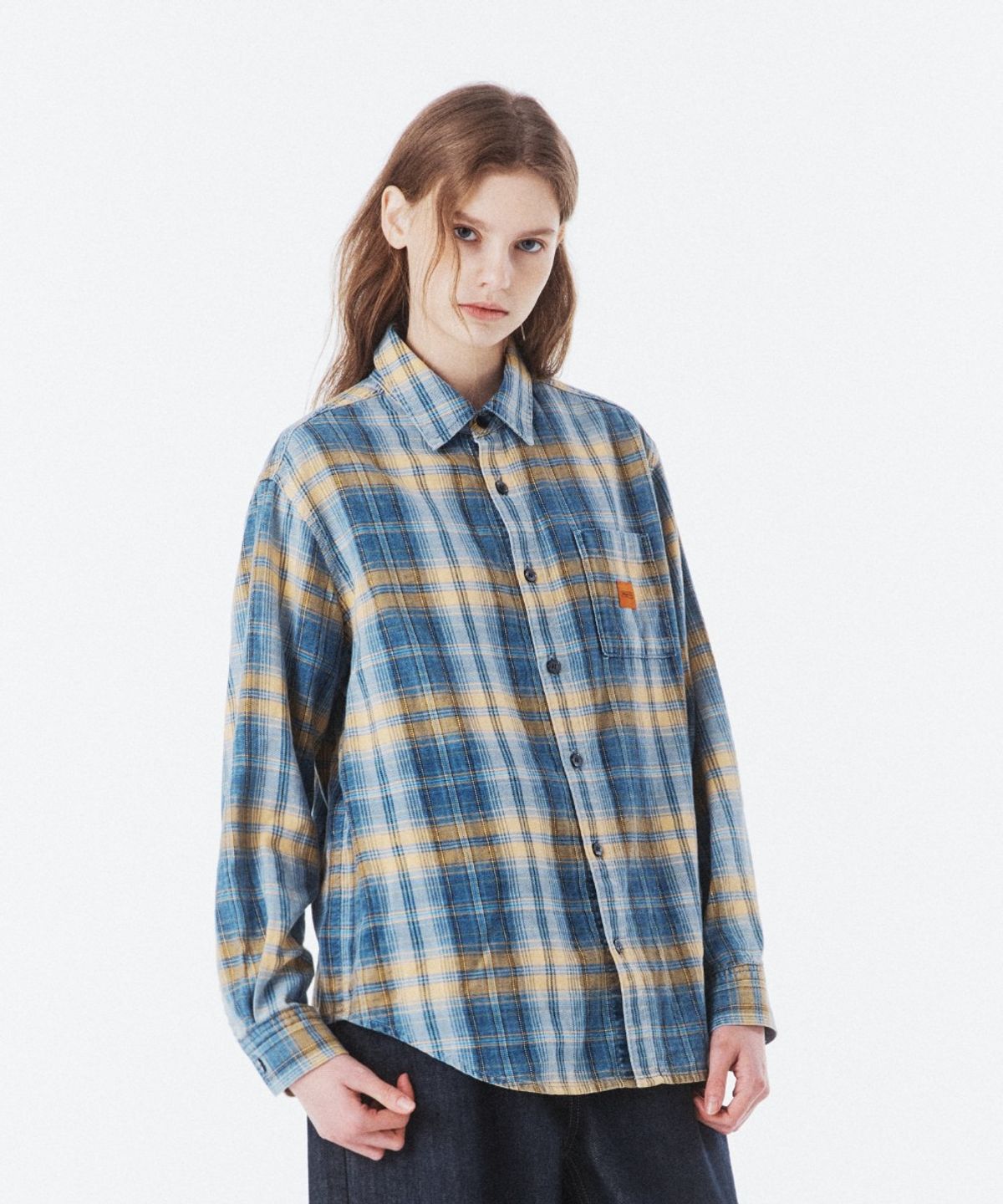 브롬톤 런던(BROMPTON LONDON) 1975 DENIM CHECK SHIRT - MUSTARD (P261USH403)